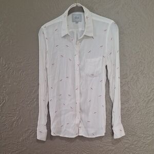 Rails  Women's White Shirt with PinkAccents Size XS